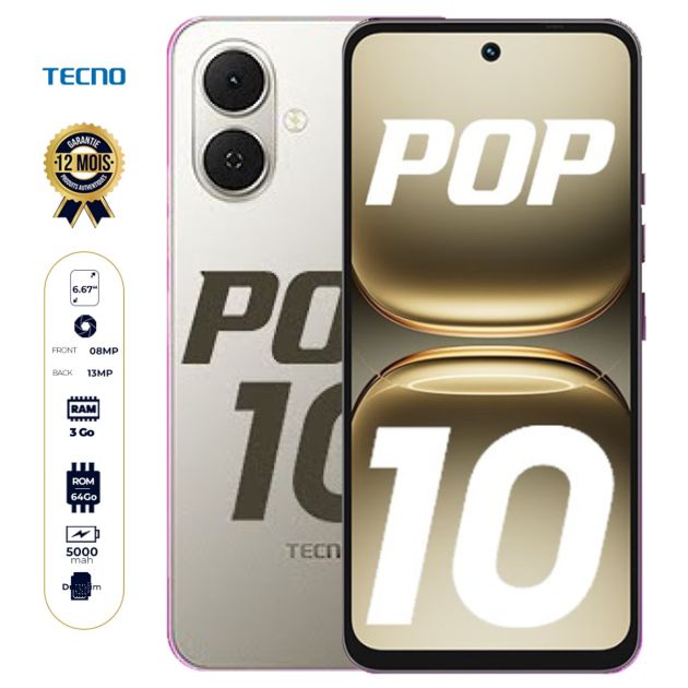 Tecno Pop 10 – 64 Go / 3 Go de RAM