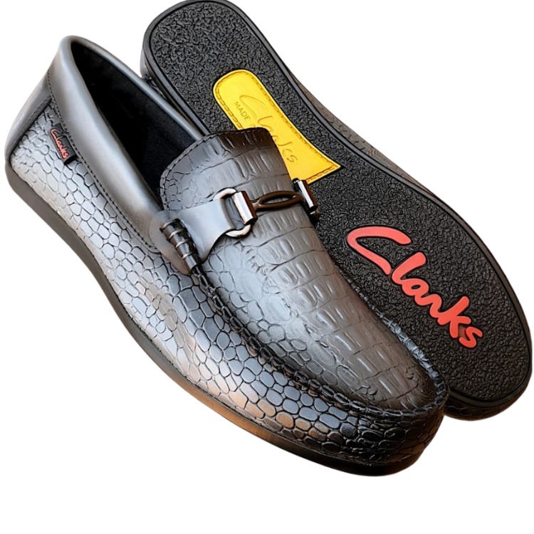 Soulier cuir Clarks Gris avec details noir