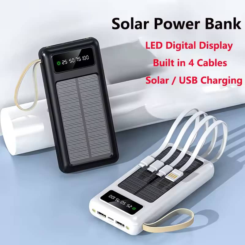 Power bank solaire portable avec câble intégré